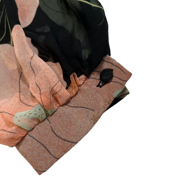 Lulus Wondrous Water Lilies Black Floral Print V-Neck‎ Slit Maxi Dress Sz Small - Picture 10 of 14